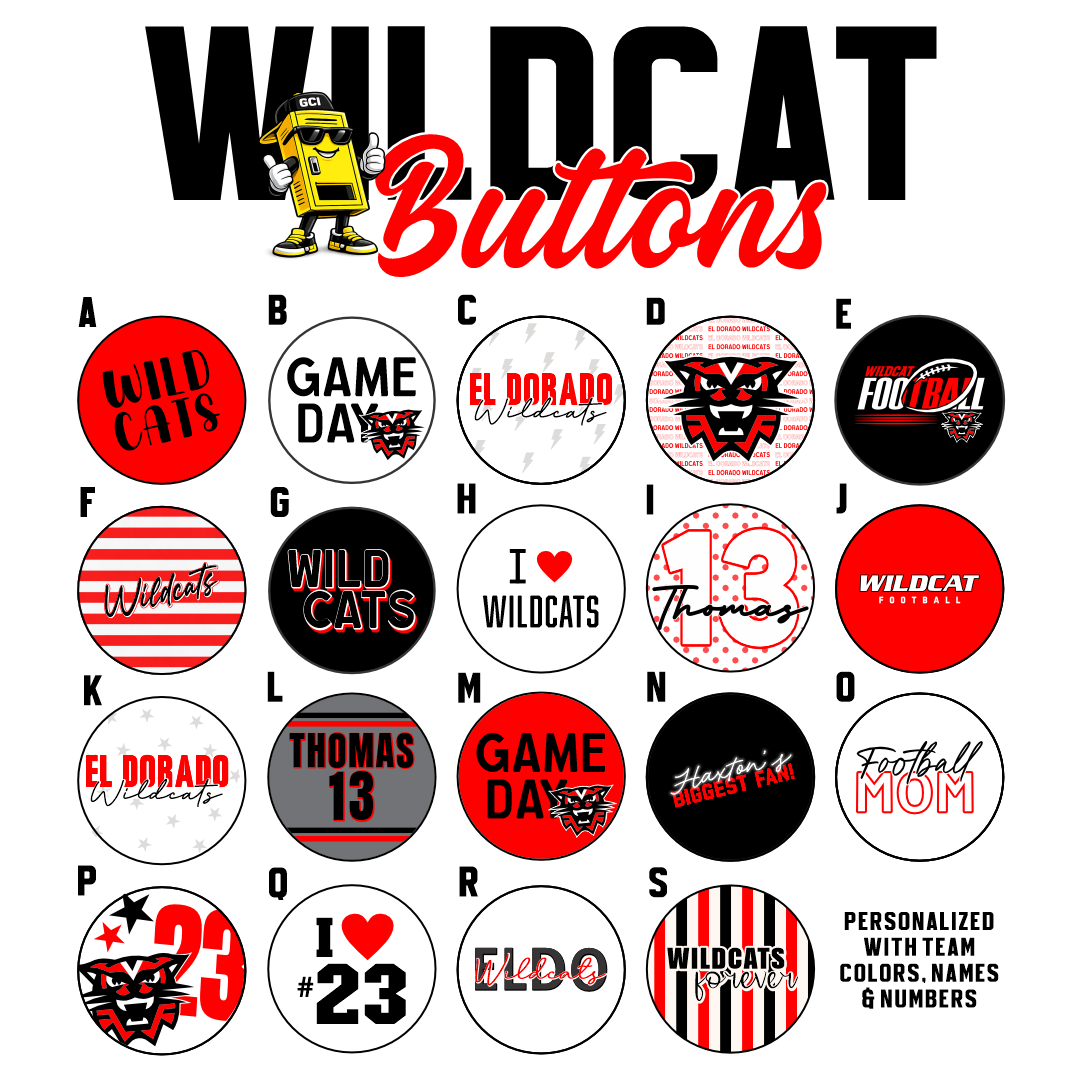 El Dorado Jr Wildcats Football Buttons