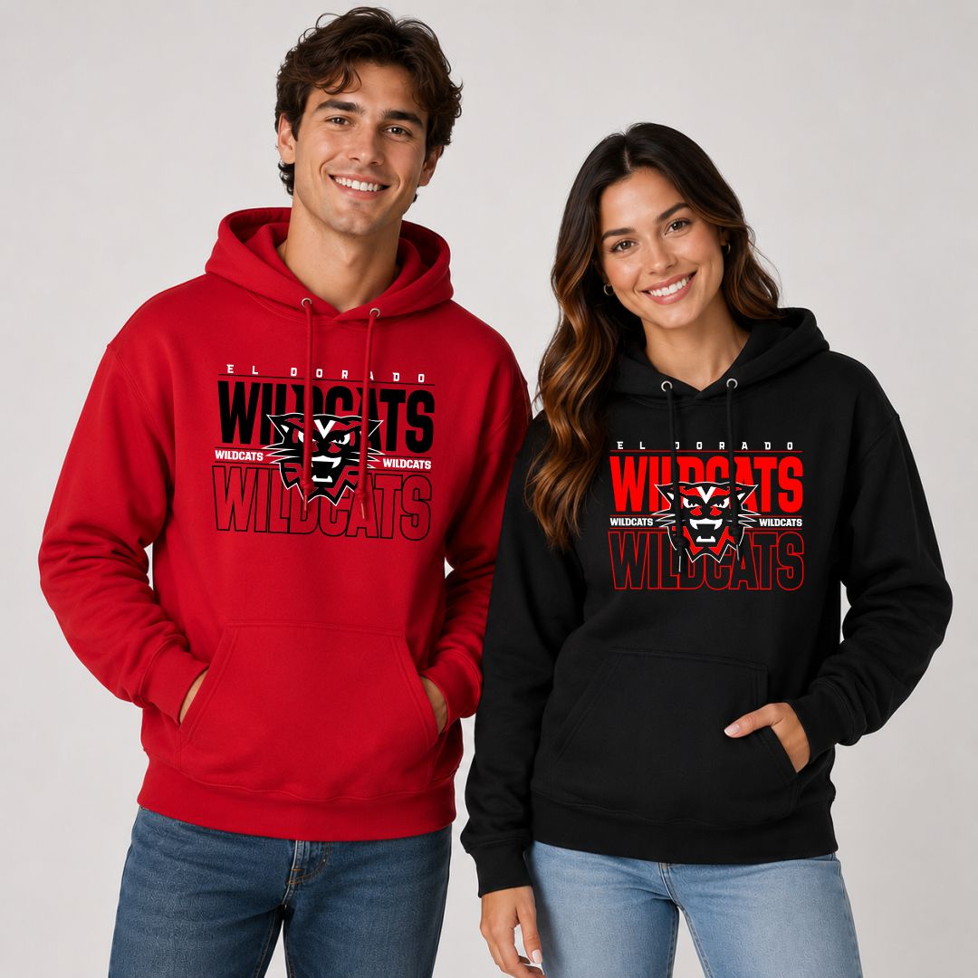 EHS Football -- Stacked Wildcat -- Hoodie -- Adult -- Youth -- Toddler