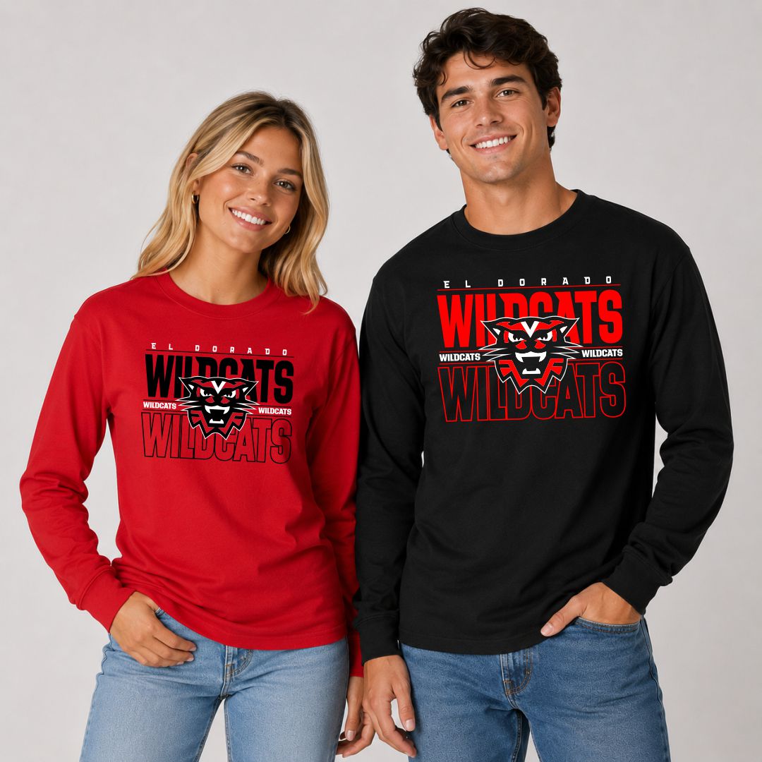 EHS Football -- Stacked Wildcat -- Long Sleeve -- Adult -- Youth